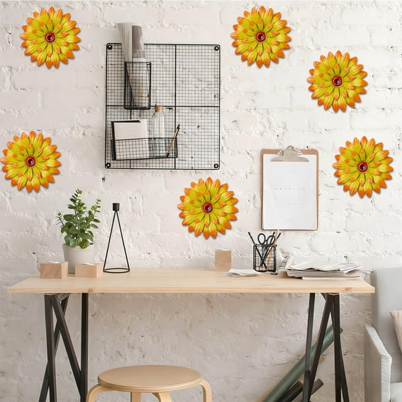 Metal Flower Wall Decor Outdoor, 3D Layered Iron Floral Hanging Sculpture, Weatherproof Garden Fence Wall Art for Patio Yard