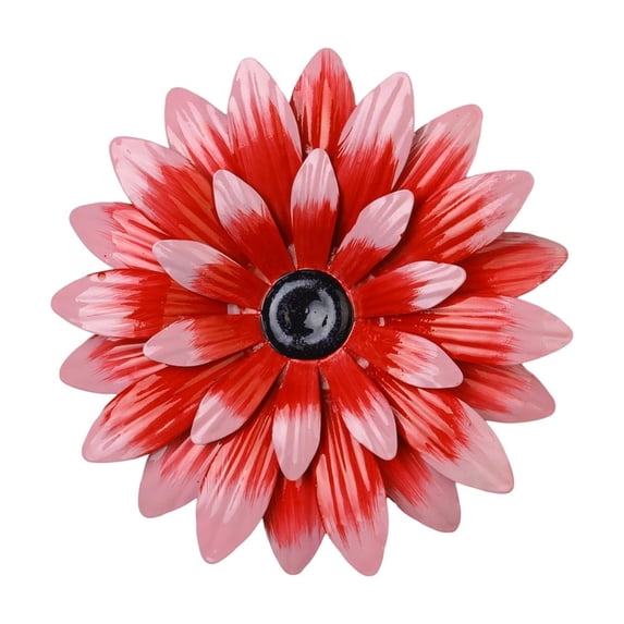 Metal Flower Wall Decor Weather Resistant Iron Floral Sculpture for Outdoor Fence and Garden Walls Hot Pink