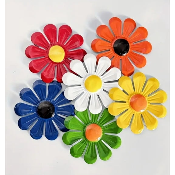 Metal Flowers Wall Decor 3D Rustproof for Indoor and Outdoor 6 Pcs