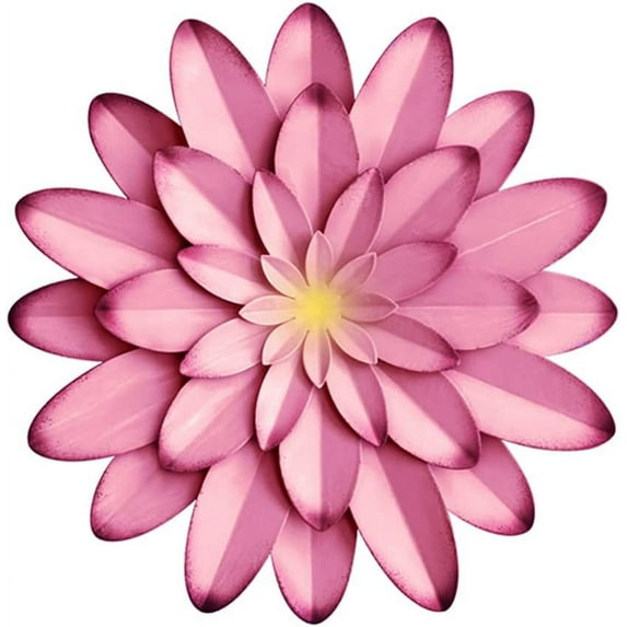Metal Flowers Wall Decor Indoor Outdoor Metal Wall Art for Farmhouse Home Living Room Bedroom Bathroom Garden Decor – 12 Inch - Pink
