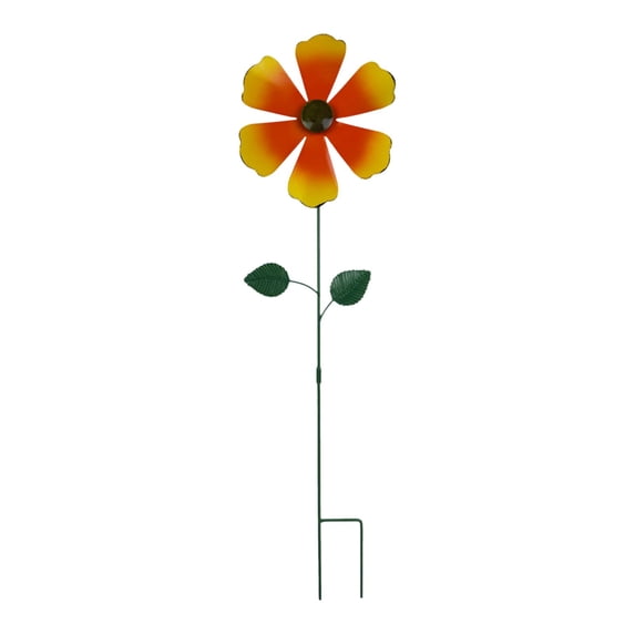 Metal Flowers for Outside Iron Garden Stakes Decorative with Rotating Petals, 22.84 Inches Tall for Courtyard Yard Ornament