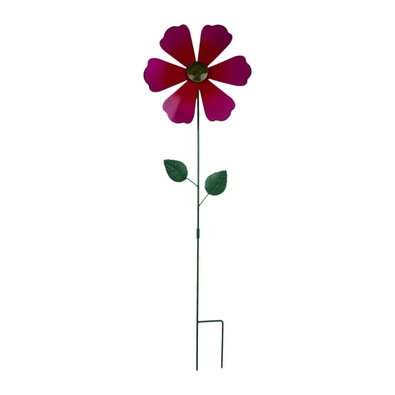 Metal Flowers for Outside Iron Garden Stakes Decorative with Rotating Petals, 22.84 Inches Tall for Courtyard Yard Ornament