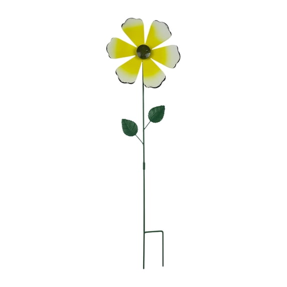 Metal Flowers for Outside Iron Garden Stakes Decorative with Rotating Petals, 22.84 Inches Tall for Courtyard Yard Ornament