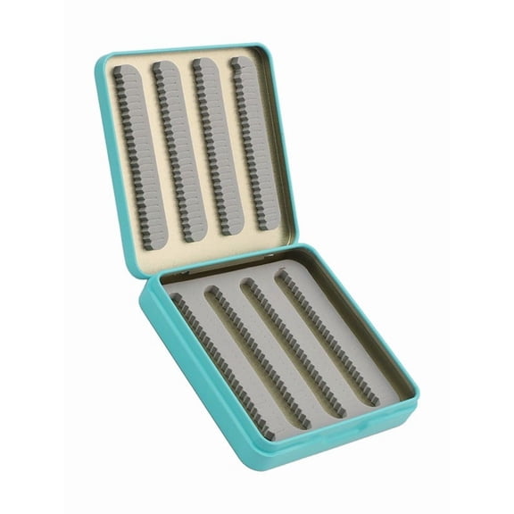 Metal Fly Box for Fly Fishing - 10x10x1.8 cm Tackle Storage with Divided Sponge Lining, Wear-Resistant Bait Accessory for Dry Flies, forSmall Hooks(Blue)