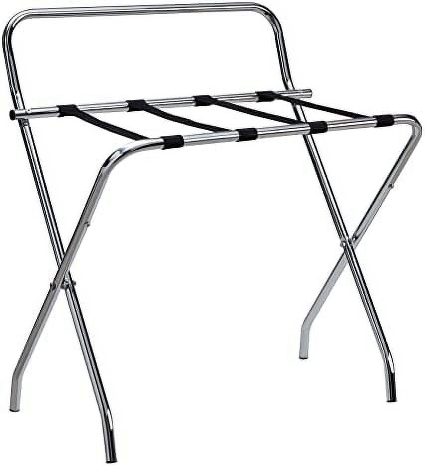 Metal Foldable Luggage Rack, Suitcase Stand With Back, Perfect For