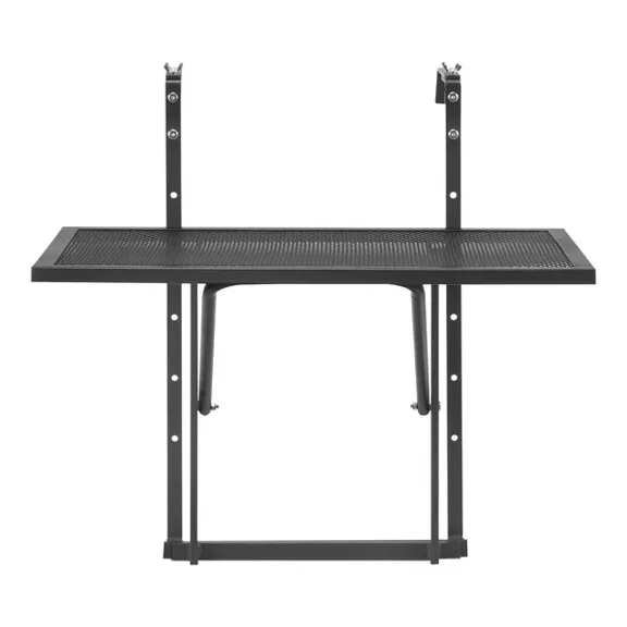 Metal Folding Balcony Railing Table 19x24 Inch 5 Level Adjustable Fit 1 to 4.7 Inch Railings Outdoor Patio Deck Serving Bar Table
