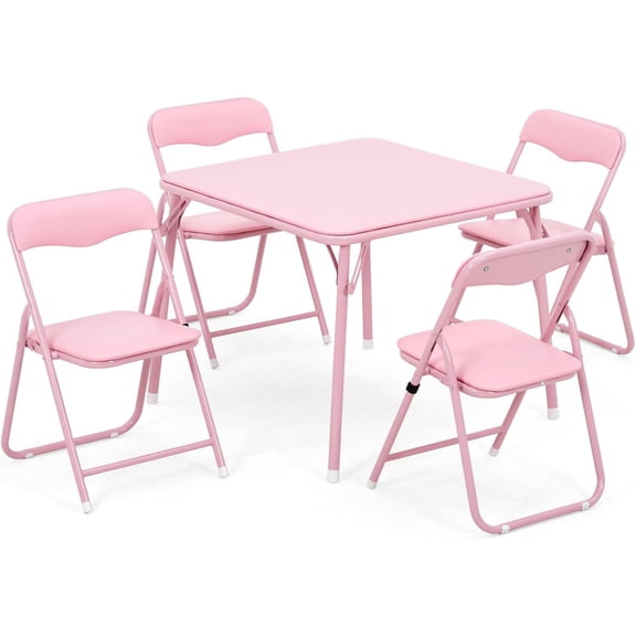 Metal Folding Card Table and Chair Set of, Leather Padded Folding Chairs with Comfortable Cushion and Durable Steel Frame, Modern Square Table for Dining Room, Small Spaces