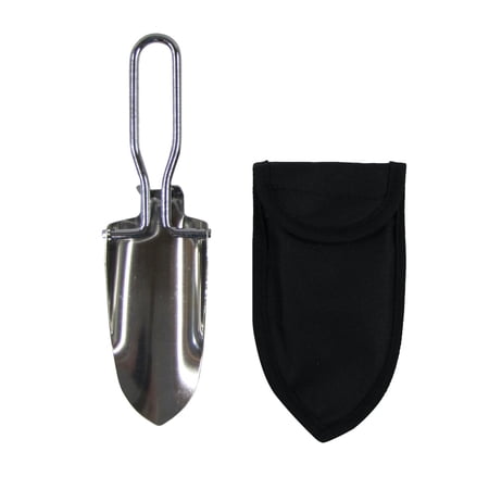 Metal Folding Hand Shovel Collapsible Garden Trowel Carrying Pouch Camping Accessory Tool