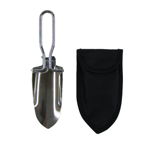 Metal Folding Hand Shovel Collapsible Garden Trowel Carrying Pouch Camping Accessory Tool