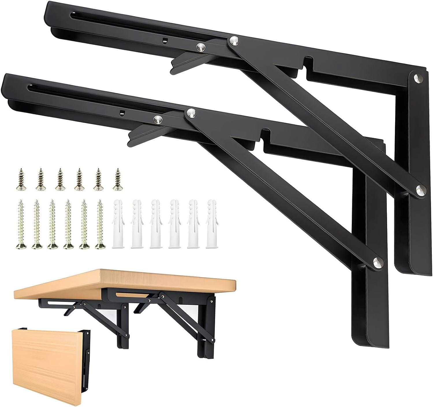Metal Folding Shelf Brackets, 12 Inch Collapsible Heavy Duty Hanging ...