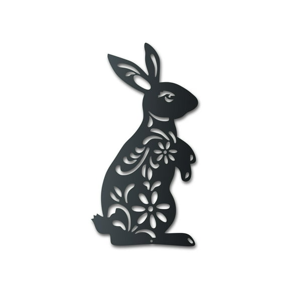 Metal Folk Flower Bunny Wall Art - 14 Color Options 12
