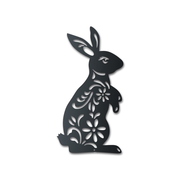 Metal Folk Flower Bunny Wall Art - 14 Color Options 18