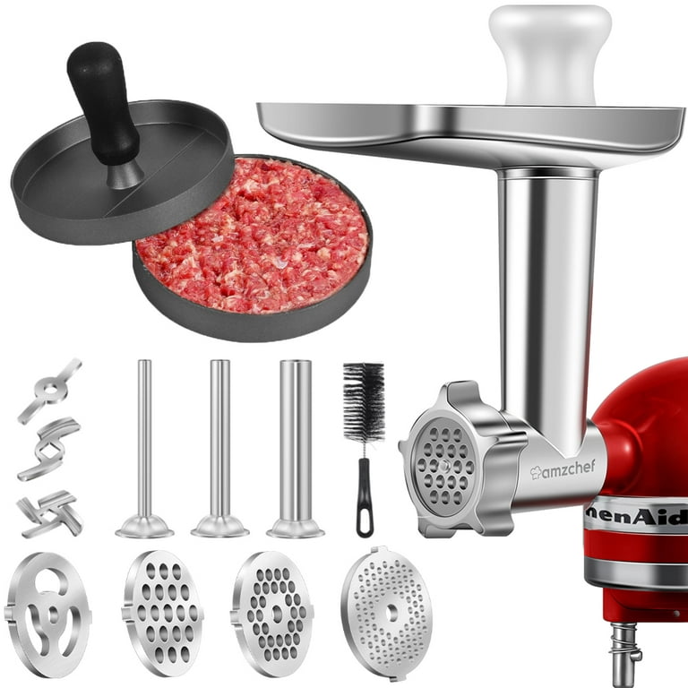  Stainless Steel Meat Grinder Attachments for KitchenAid Mixers, Meat  Grinder, Sausage Stuffer, Perfect Grinder Attachment for KitchenAid,  Dishwasher Safe(Machine/Mixer Not Included): Home & Kitchen