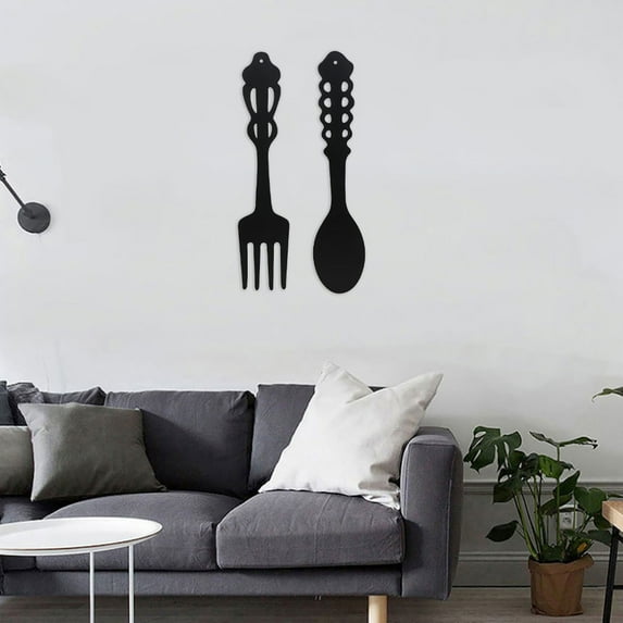 Metal Fork Spoon Wall Decor Hanging Sculpture Farmhouse Wall Decor For Kitchen/ Metal Sign Wrought Iron Wall Decoration