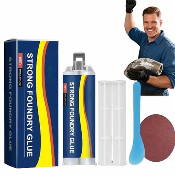 Metal Foundry Glue Set, High Temp Metal Repair Glue - Iron-Like Strength, Enhanced Casting Glue, Plastic and Steel Crack Repair, Cold & Heat Resistant, Quick