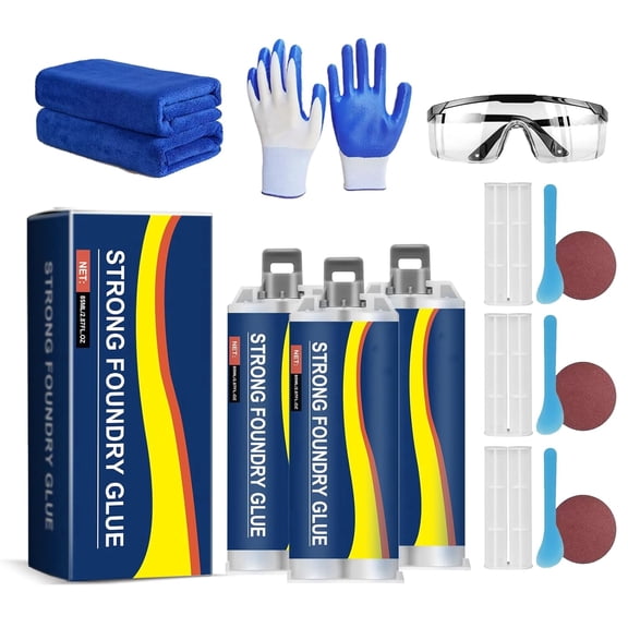 Metal Foundry Glue Set, High Temperature Resistant Metal Repair Glue for Casting Defects, Premium Liquid Welding Filler, Professional Adhesive for Steel, Iron, Aluminum Crack Repair (3pcs)