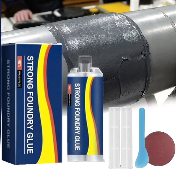 Metal Foundry Glue Set, Strong Heavy Duty Metal Repair Glue, High Temp Waterproof Heat Resistant Adhesive, Liquid Welding Filler, for Steel Iron Aluminum Plastic Crack Sand Hole (1Pcs)