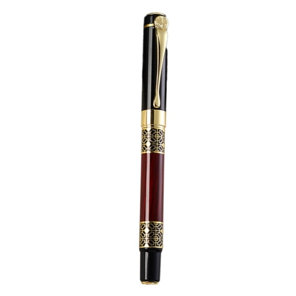 Metal Fountain Pens,Fountain Pen with Ink Converter Design,0.5mm Luxury Fine Point Fountain Pen,Business Pen Smooth Writing Stainless Steel Pen,Calligraphy Pen for Home Office Supplies(Red)