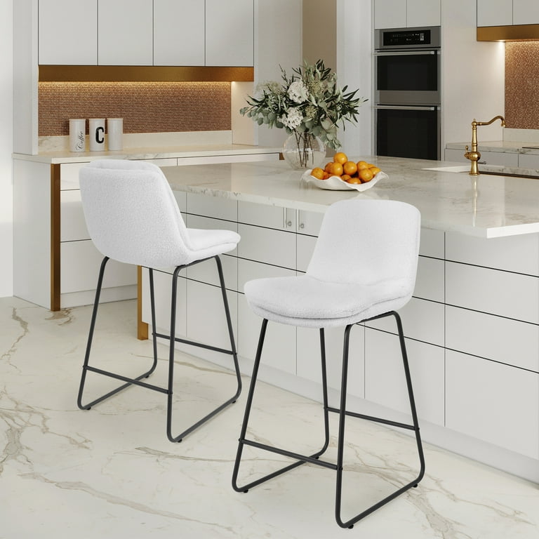 Metal Frame Bar Counter Stools with Backs, Set of Upholstered