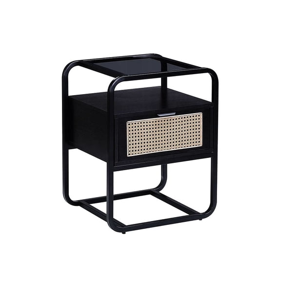Metal Frame Bedside Table | Nightstand with Storage Drawer | Metal and MDF Material | Solves Bedroom Storage Problem