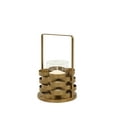 thumbnail image 1 of Metal Frame Candle Holder with Glass Hurricane, Small, Gold and Clear, 1 of 5