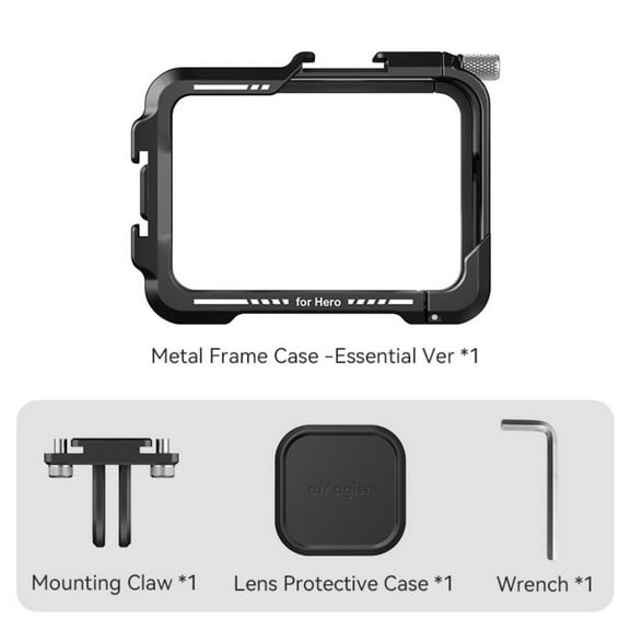 Metal Frame Case for GoPro Hero 13/12/11/10/9 – Aluminum Alloy Protective Cage with Dual Cold Shoes, Vertical/Horizontal Mount, Scratch-Proof Interior & Lens Protective Cover