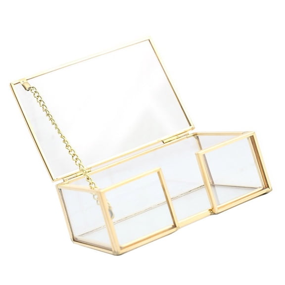 Metal Frame Clear Glass Name Card Organiser Desk Business Card Storage Case