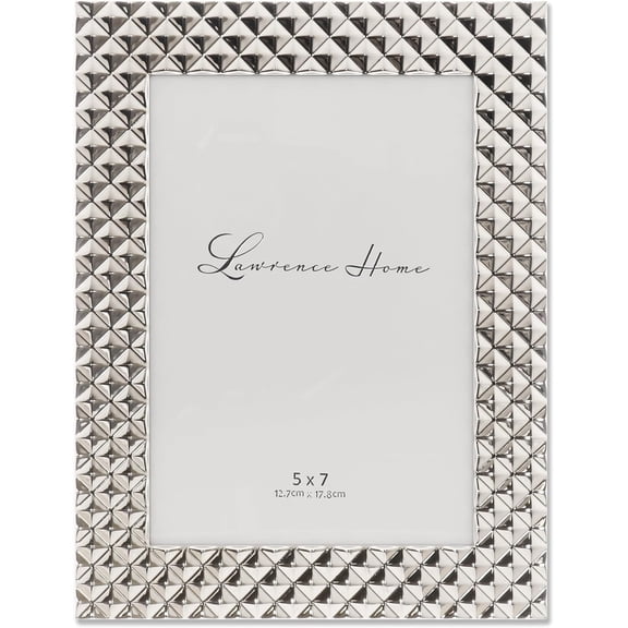 Metal Frame, Diamond Pattern, Silver, 5x7