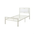 thumbnail image 1 of Metal Frame Full Bed With Leather Upholstered Headboard White, 1 of 5