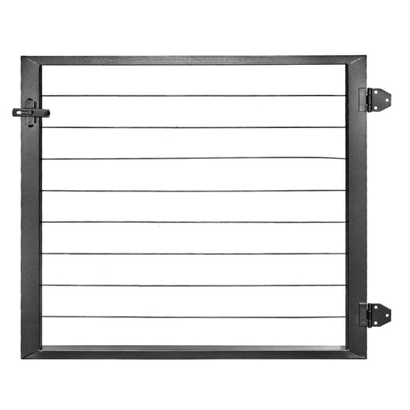 Metal Frame Outdoor Carbon Steel Railing Gate 36"x23" with Cable Design for Seaside Areas(Black)