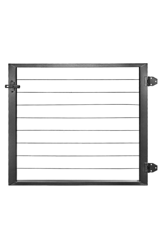 Metal Frame Outdoor Carbon Steel Railing Gate 36"x23" with Cable Design for Seaside Areas(Black)