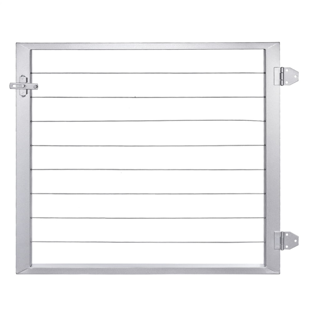 Metal Frame Outdoor Carbon Steel Railing Gate 36"x23" with Cable Design for Seaside Areas(Silver)