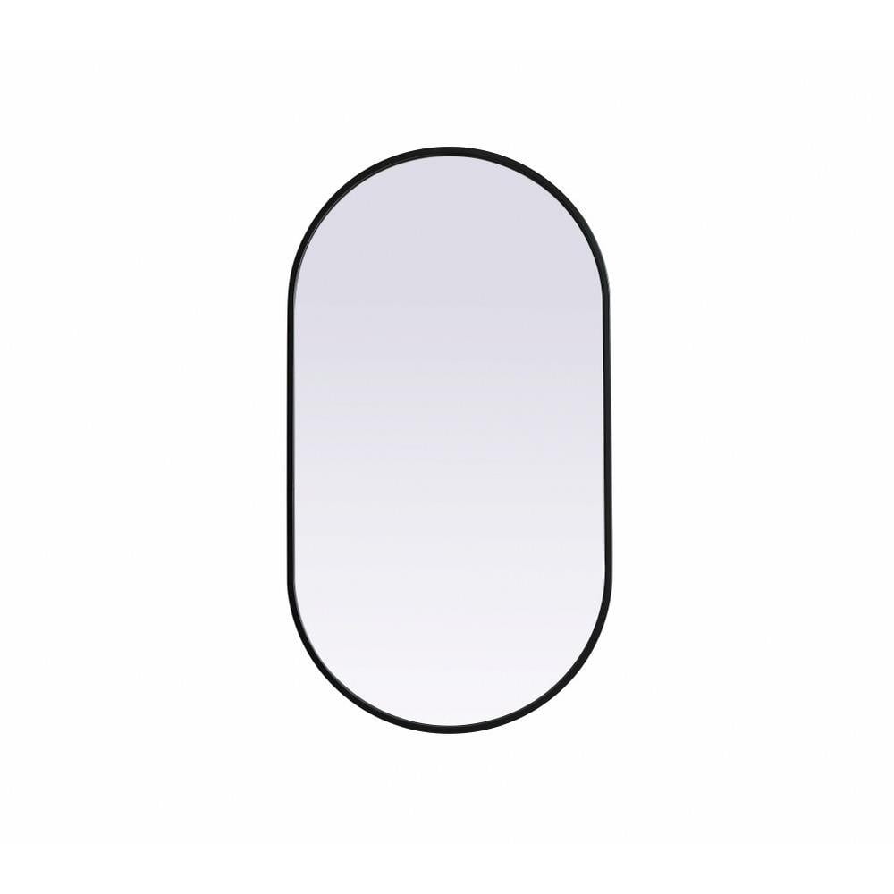 Black Oval Metal Frame Wall Mirror with MDF Backing