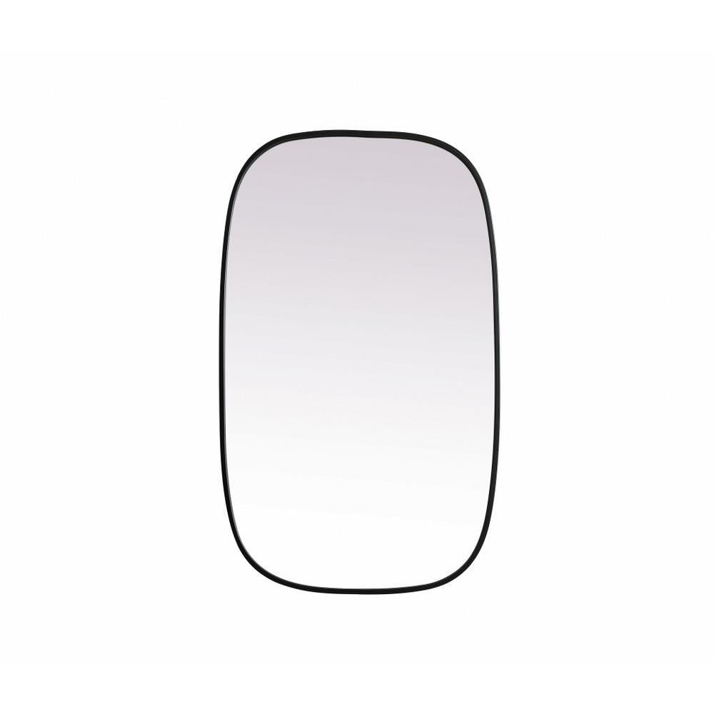 Black Metal Frame Oval Wall Mirror 24 x 40 Inch