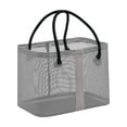 thumbnail image 1 of Metal Frame Polyester Toilet Bag - Foldable Shower Handle Storage Basket, Durable Toiletries Holder with Mesh for Easy Draining and Quick Access, Portable Bath Organizer, Black - 26x25x18 cm, 1 of 6
