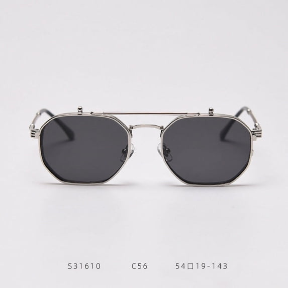 Metal Frame Retro Flip Polarized Sunglasses for Men and Women, UV400 Protection, TAC Lenses, Vintage Style, Strong and Durable