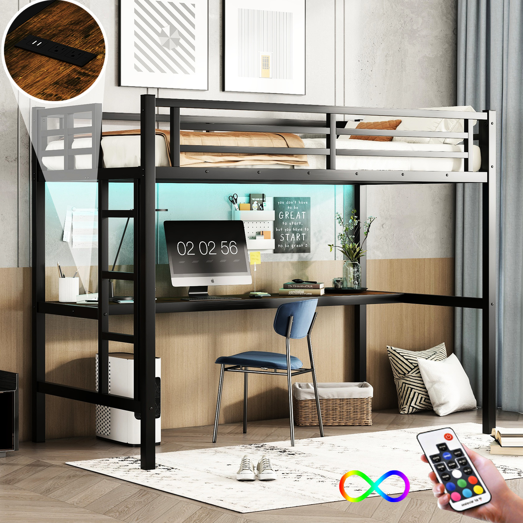 Metal Frame - Separate Rest and Work Areas - Small Bedroom - Easy ...