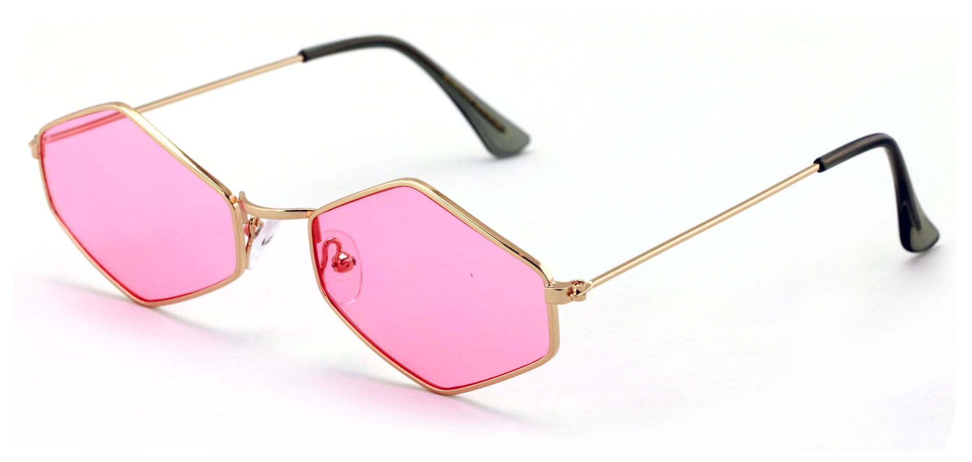 Metal Frame Slim Temple Color Lens Hexagon Sunglasses Rock  display picture 3