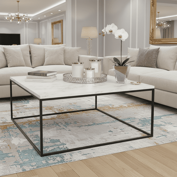 Metal Frame Square Coffee Table