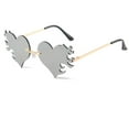 thumbnail image 1 of Metal Frame Sunglasses HD Lenses Eye Protection Trendy Heart Fire Design Universal Fit Sunglasses for Women and Men, 1 of 4