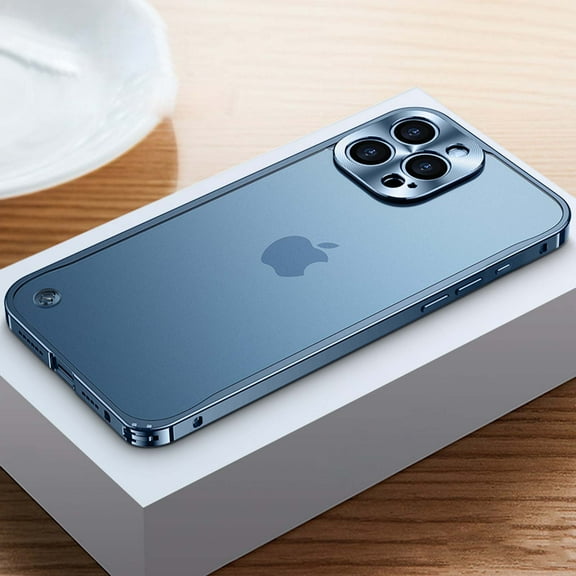 Metal Frame Translucent Frosted PC Back Plate Case for iPhone 11 Pro Max with Metal Camera Protection Frame Shockproof Protective Rugged Anti-fall Ultra Slim Back Cover Case,Blue