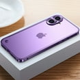 thumbnail image 1 of Metal Frame Translucent Frosted PC Back Plate Case for iPhone 16 with Metal Camera Protection Frame Shockproof Protective Rugged Anti-fall Ultra Slim Back Cover Case For iPhone 16,Purple, 1 of 10