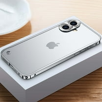 Metal Frame Translucent Frosted PC Back Plate Case for iPhone 16 Plus with Metal Camera Protection Frame Shockproof Protective Rugged Anti-fall Ultra Slim Back Cover Case For iPhone 16 Plus,Silver