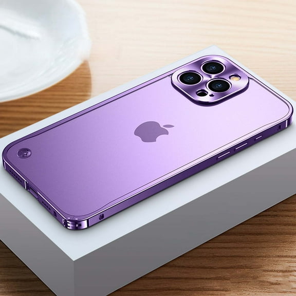 Metal Frame Translucent Frosted PC Back Plate Case for iPhone 16 Pro Max with Metal Camera Protection Frame Shockproof Protective Rugged Anti-fall Ultra Slim Back Cover Case,Purple