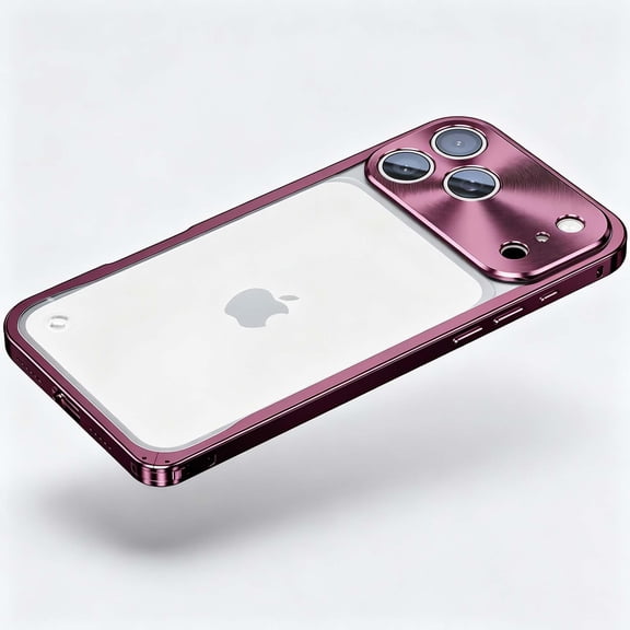 Metal Frame Translucent Frosted PC Back Plate Case for iPhone 18 Pro Max with Metal Camera Protection Frame Shockproof Protective Rugged Anti-fall Ultra Slim Back Case For iPhone 18 Pro Max,Winered