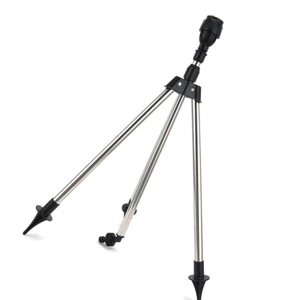 AOOOWER Expandable Garden Tripod Sprinkler 3 Sprayed Patterns Metal Ground Stake Base
