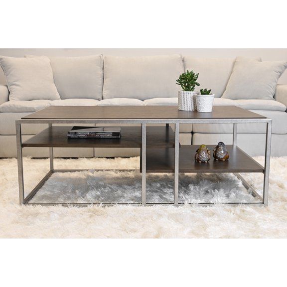 Metal Frame for Durability, Two Shelves for Storage / Perfect for Modern Living Room Decor