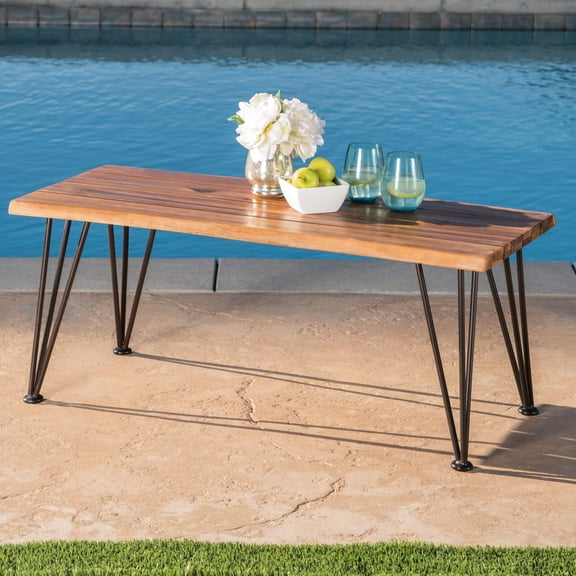 Metal Frame with Wood Top - Rustic Look - Patio Entertainment - Functional Coffee Table