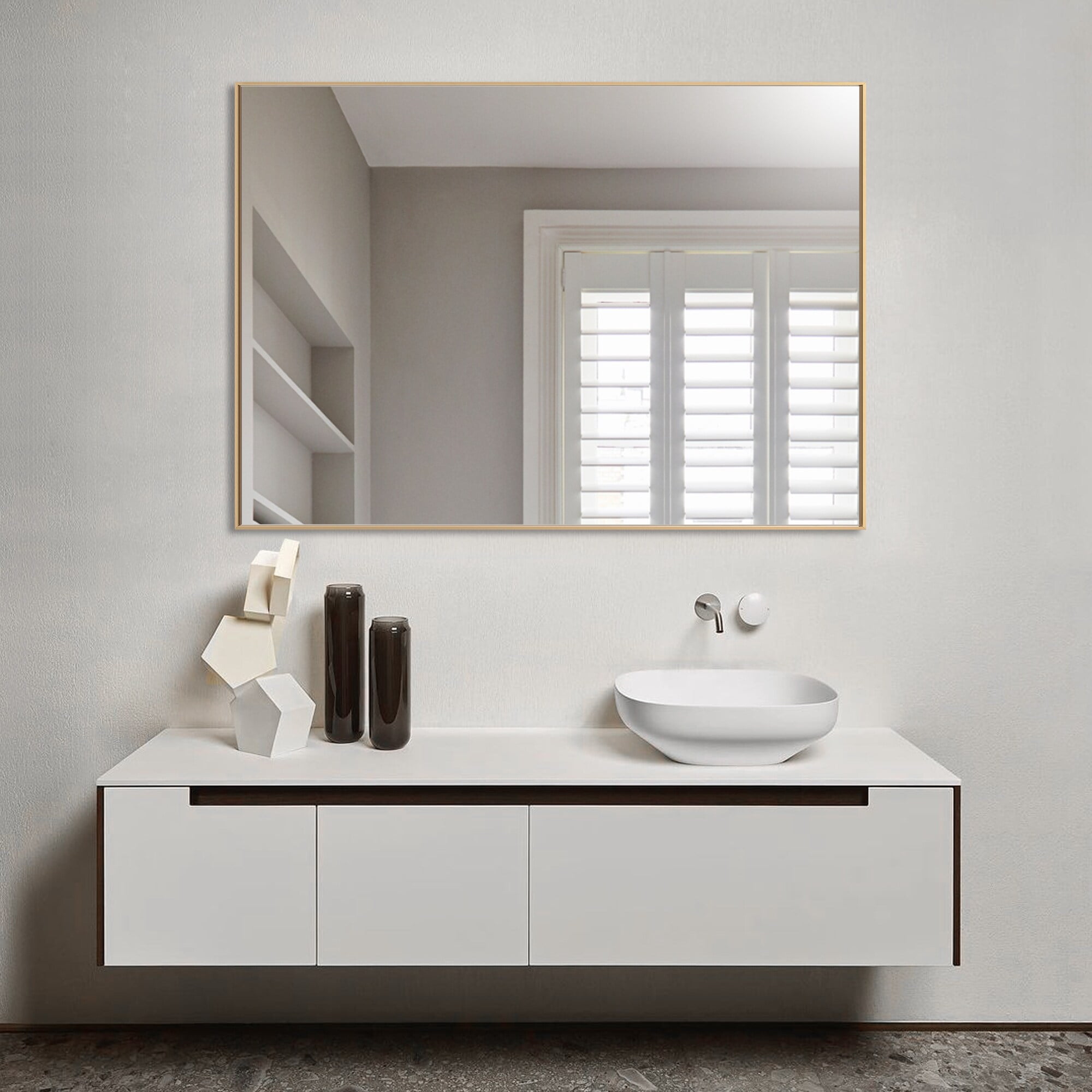Elegant Gold Aluminum Framed 48"x36" Rectangular Vanity Mirror