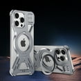 thumbnail image 1 of Metal Frameless Phone Case For iPhone 14 Pro Max,Contractile 360° Rotatable Magnetic Ring Kickstand,Heavy Duty Shockproof Anti-fall Protective Rugged Cooling Phone Case Cover,Gray, 1 of 6